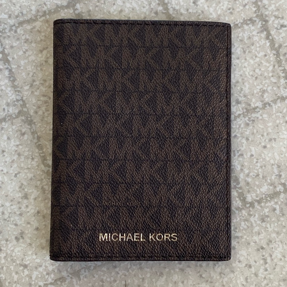 Michael Kors Dark Brown Textured passport holder